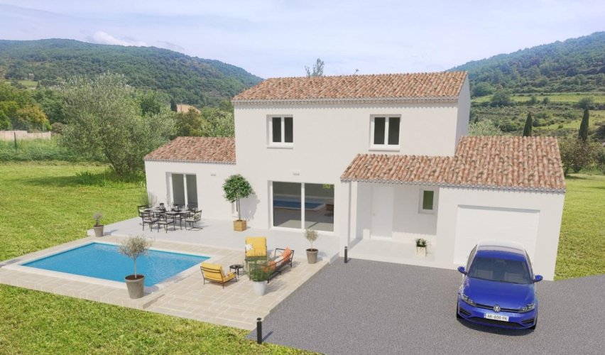 Votre maison de 128 m² à  Valvignères sur un terrain plat de 1200 m², hors lotissement